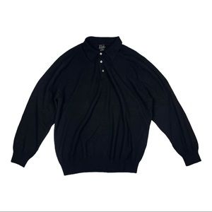 JOS. A. BANK Men’s 100% Cashmere Black Long Sleeve Polo Sweater Pullover Size XL